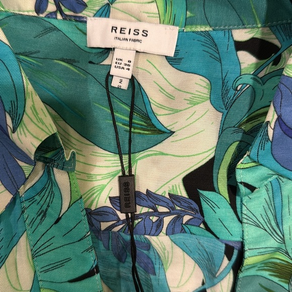 Reiss NWT Green and Blue Leaf Print Button Down Shirt - Picture 3 of 6
